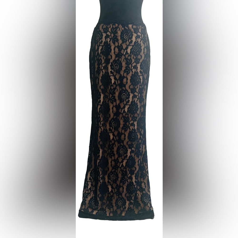 Black Lace Overlay Maxi Skirt by Popular 21-NWOT